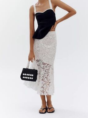 NWT Anthro Avec Les Filles Flared Lace Midi Skirt